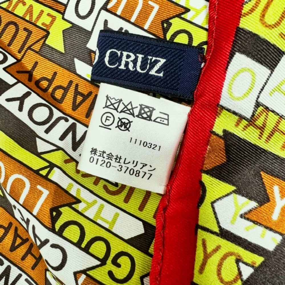 Vintage Cara Cruz 100%  silk Satin scarf 70" x23" Flag Style Colorfull logo (40) - Picture 8 of 14